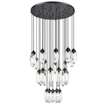 Arden Round Multi-Light Pendant - Matte Black / Clear