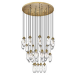 Arden Round Multi-Light Pendant - Rubbed Brass / Clear
