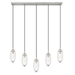 Arden Linear Multi-Light Pendant - Brushed Nickel / Clear