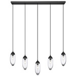 Arden Linear Multi-Light Pendant - Matte Black / Clear