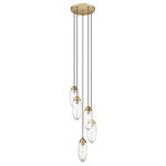 Arden Round Multi-Light Pendant - Rubbed Brass / Clear