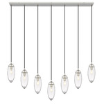 Arden Linear Multi-Light Pendant - Brushed Nickel / Clear