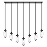 Arden Linear Multi-Light Pendant - Matte Black / Clear