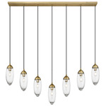 Arden Linear Multi-Light Pendant - Rubbed Brass / Clear