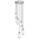 Arden Round Multi-Light Pendant - Brushed Nickel / Clear