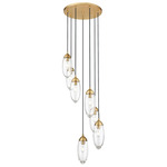 Arden Round Multi-Light Pendant - Rubbed Brass / Clear