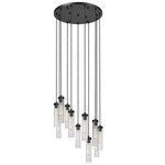 Beau Round Multi-Light Pendant - Matte Black / Clear