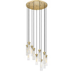 Beau Round Multi-Light Pendant - Rubbed Brass / Clear