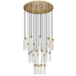 Beau Round Multi-Light Pendant - Rubbed Brass / Clear