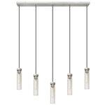 Beau Linear Multi-Light Pendant - Brushed Nickel / Clear