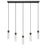 Beau Linear Multi-Light Pendant - Matte Black / Clear