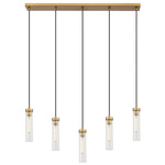 Beau Linear Multi-Light Pendant - Rubbed Brass / Clear