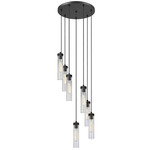 Beau Round Multi-Light Pendant - Matte Black / Clear