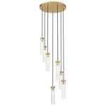 Beau Round Multi-Light Pendant - Rubbed Brass / Clear