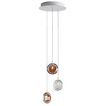 Lens Multi Light Chandelier - White / Amber / Clear