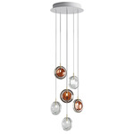 Lens Multi Light Chandelier - White / Amber / Clear