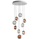 Lens Multi Light Chandelier - White / Amber / Clear