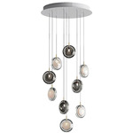 Lens Multi Light Chandelier - White / White / Smoke
