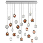 Lens Linear Multi Light Chandelier - White / Amber / Clear