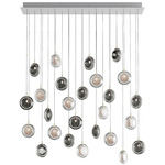 Lens Linear Multi Light Chandelier - White / White / Smoke