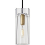 Horizon Small Accent Pendant - Natural Brass / Clear