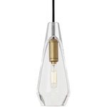 Lustra Small Accent Pendant - Natural Brass / Clear