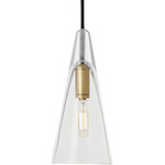Selina Small Accent Pendant - Natural Brass / Clear