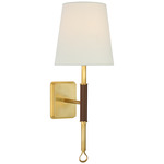 Griffin Wall Sconce - Hand-Rubbed Antique Brass / Saddle Leather / Linen