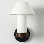 Pillaret Rise Wall Sconce - Black / Walnut / Cream