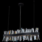 Glacier Wave Linear Pendant - Matte Black / Firenze Clear