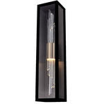 Lucca Esterno Outdoor Wall Sconce - Matte Black / Brushed Champagne Gold / Firenze Clear