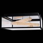 Lina Esterno Linear Crystal Outdoor Ceiling Light - Matte Black / Firenze Clear