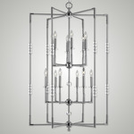 Magro Box Chandelier - Pewter / Polished Nickel / Crystal