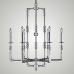 Magro 6 Light Outer Chandelier - Pewter / Polished Nickel / Crystal