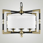 Magro Shade Pendant - Black / Old Brass / White Linen