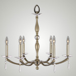 Kensington 6 Light Chandelier - Old Brass / Polished Brass / Crystal