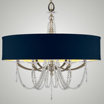 Kensington Swag Shade Chandelier - Old Brass / Blue