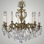 Rosetta 8 Light Chandelier - True Brass / Crystal