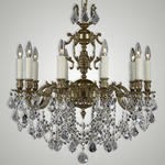 Rosetta 10 Light Chandelier - French Gold / Crystal