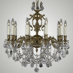 Rosetta 10 Light Chandelier - French Gold / Crystal