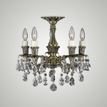 Finisterra Wide Ceiling Light - Antique Black Glossy / Crystal