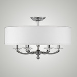 Kensington Shade Ceiling Light - Polished Nickel / White Linen