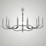 Kensington Large Linear Chandelier - Pewter / Polished Nickel / Crystal