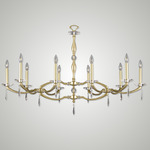 Kensington Spire Linear Chandelier - Old Brass / Crystal