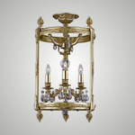 Lantern Semi Flush Ceiling Light - True Brass / Camel