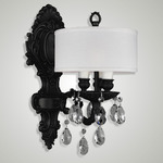 WS9420 Shaded Wall Sconce - Black / White Linen