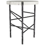 Atlas End Table - Blackened Iron / White Marble