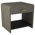 Buchanan Side Table - Graphite Leather / Antique Brass