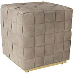 Lakewood Ottoman - Antique Brass / Dove Suede