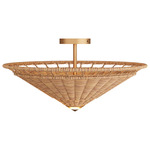 Terrace Ceiling Light - Gold Steel / Rattan